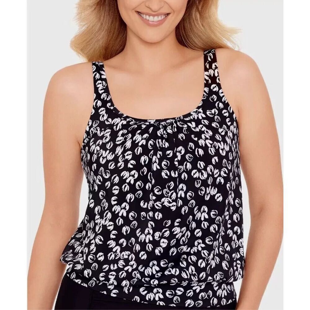 Swim Solutions NWT size 16 underwire tankini top black/ white print
